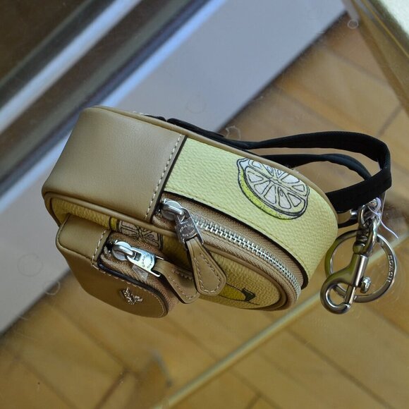 Coach CAP03 Mini Court Backpack Bag Charm With Lemon Print - Picture 8 of 9
